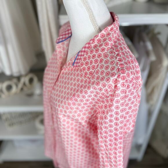 Charter Club Women's Sz 10 Relaxed Fit Pink Floral Button Up Blouse #3591 - Picture 5 of 9